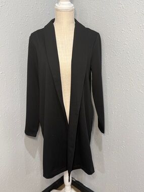 Talbots Black Open-Front Blazer-Style Coatigan Size LP